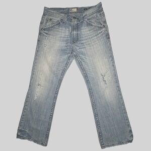 ReRock For Express Jeans Mens 34x30 Light Wash Boot Miami Bootcut Distressed Y2K